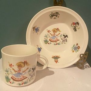 ARKLOW l Vintage Nursery Rhyme Mary Had A Little Lamb Mug & Bowl Made in Ireland